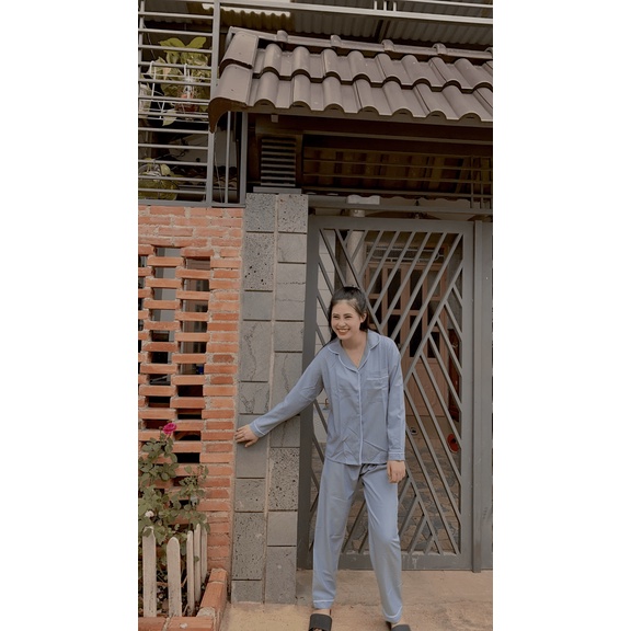 Đồ Bộ Nữ Tay Dài Mặc Nhà Pijama Chất Phi Lụa Không Nhăn Siêu Mịn - Ngọc Hân Fashion  - ĐĂNG QUANG FASHION