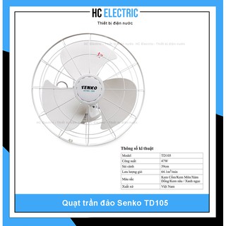 [ CHÍNH HÃNG ] QUẠT ĐẢO TRẦN SENKO TD105