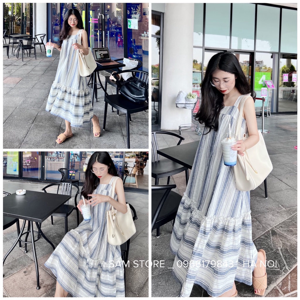 Váy kẻ hai dây đuôi cá