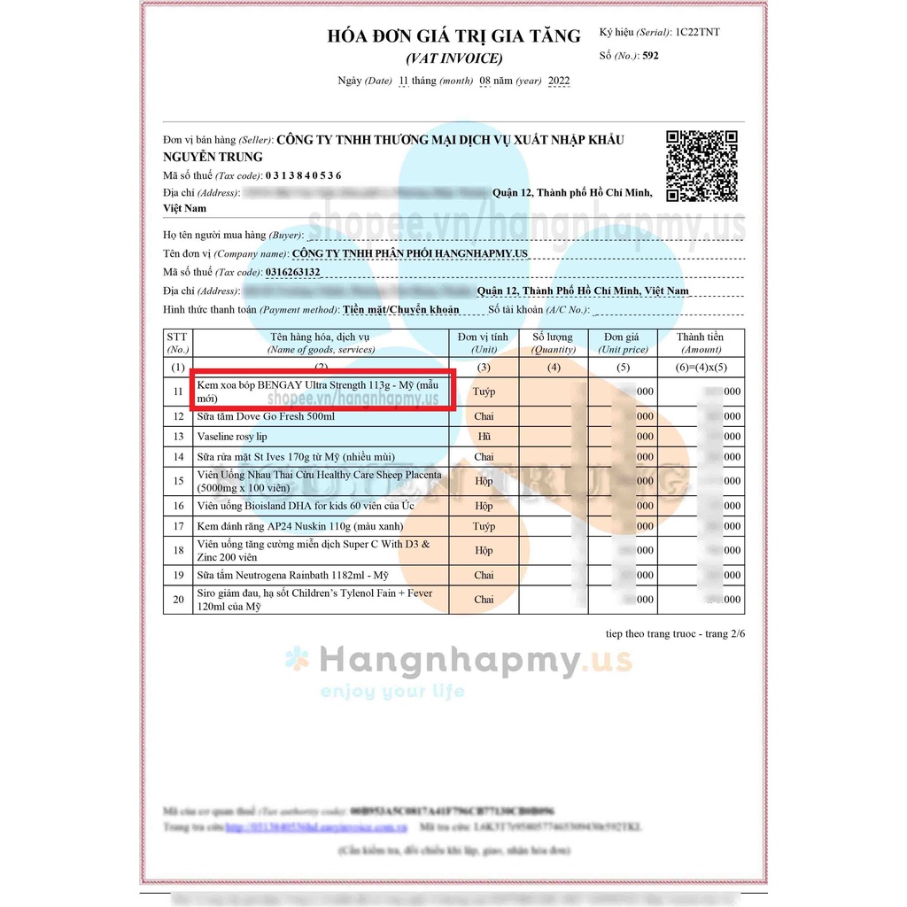 Kem xoa bóp giảm đau BENGAY Ultra Strength 113g x 2 tuýp của Mỹ