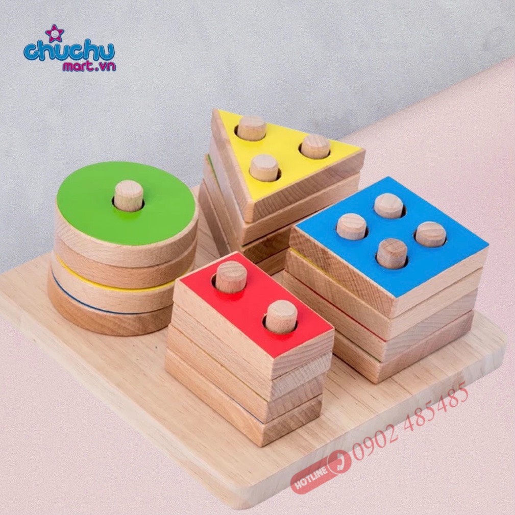 Bảng học cụ Montessori Bảng ghép nhận diện hình học