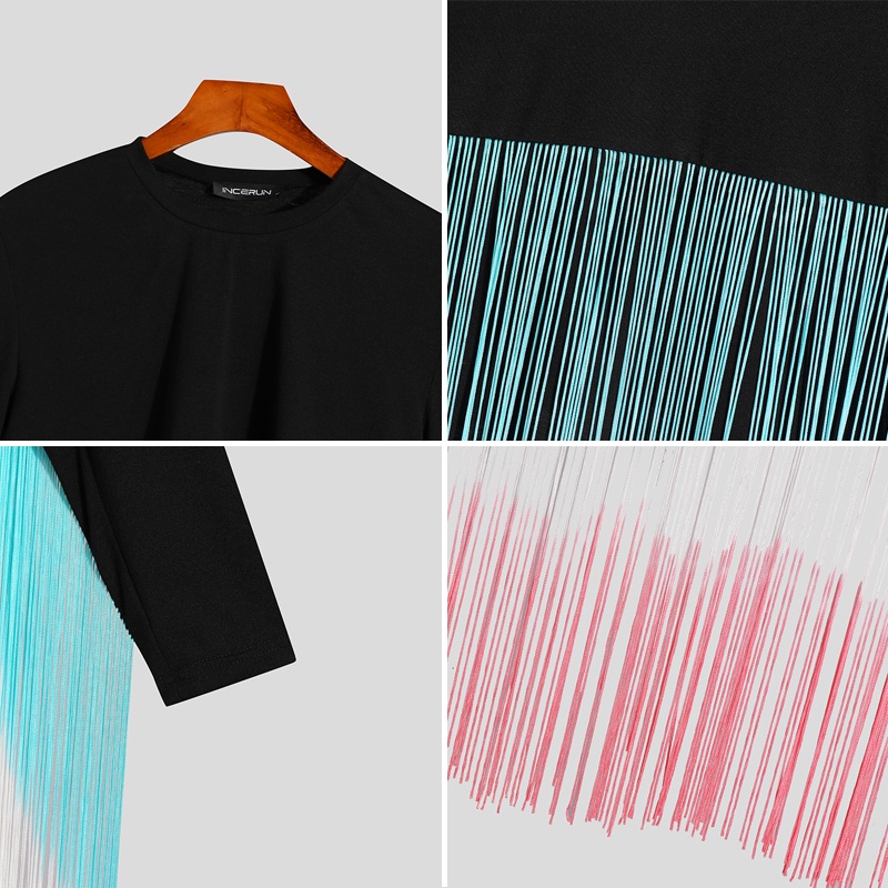 Áo Thun Croptop Tay Dài Phối Tua Rua Thời Trang Đi Biển Cho Nam