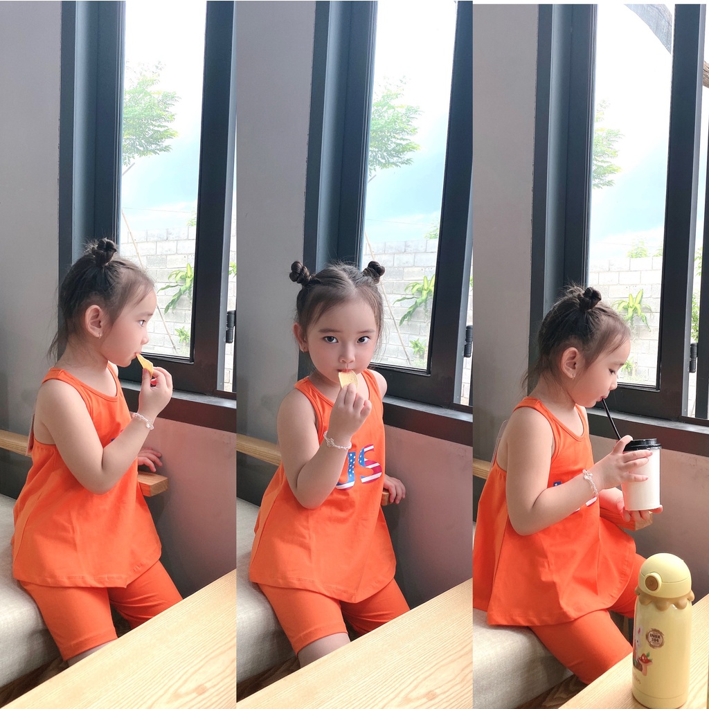 set thun bé gái quần lửng phom áo điệu đà cho bé thay đổi kiểu mới lạ