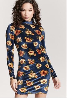 Đầm body nhung hoa forever21 xuất xịn