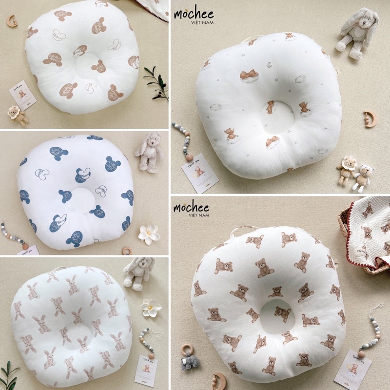 Mochee - Gối chống trào ngược Muslin cao cấp, mỏng nhẹ, không bí lưng