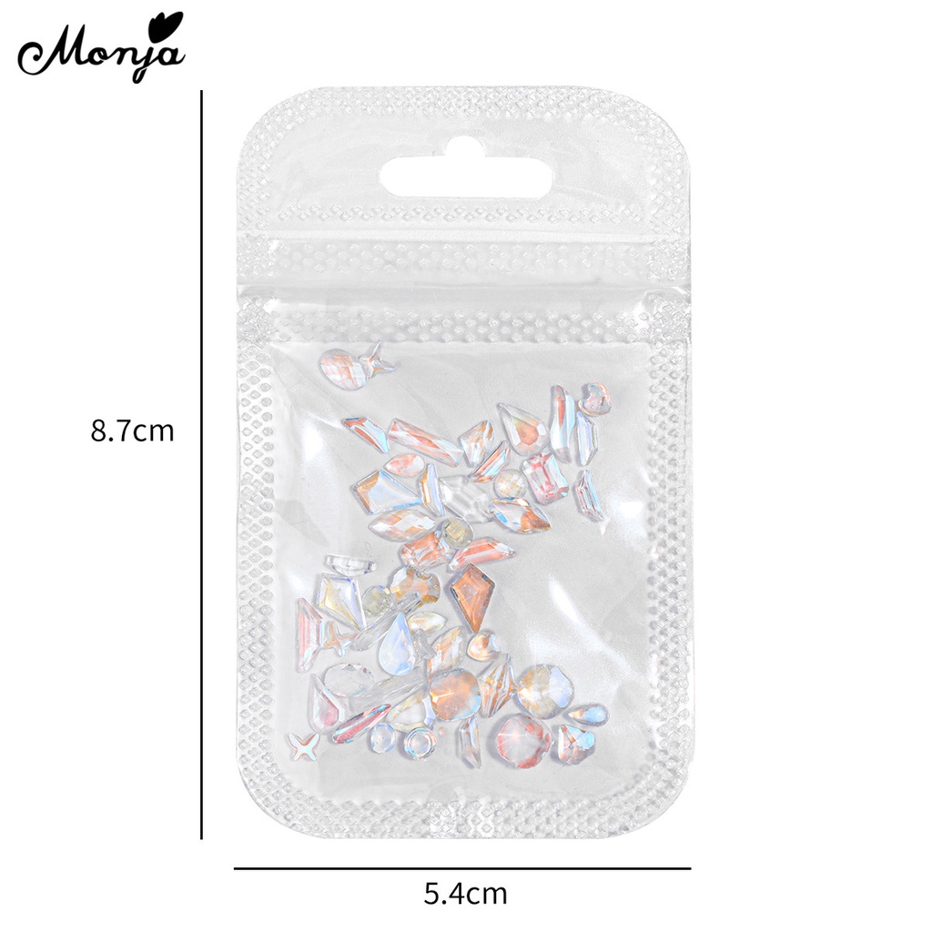 MONJA Bộ 50 Hạt Đá 3D Lấp Lánh Trang Trí Móng Tay Nghệ Thuật