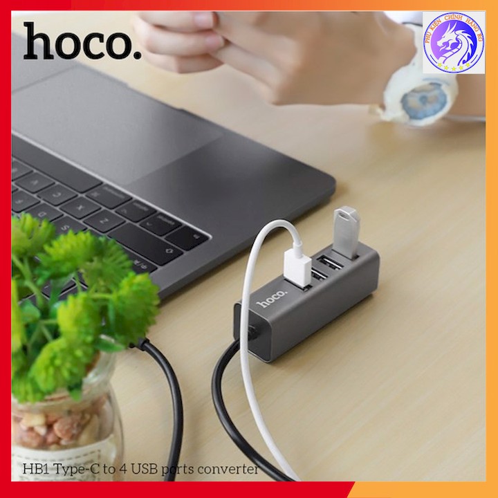 HUB Hoco HB1 Chuyển Đổi Type C Sang 4 Cổng USB Tiện Lợi Cho Macbook Đời Mới - Hàng Chính Hãng - BH 1 Năm