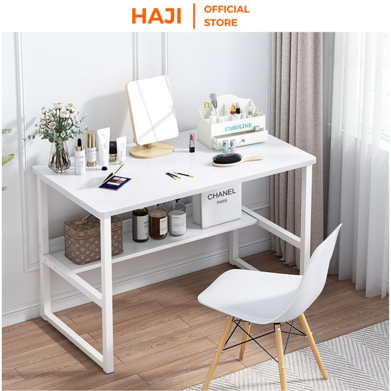 Bàn văn phòng dài 1m hiện đạiBàn làm việc tại nhà HAJI có kệ tiện dụng khung sắt sơn tĩnh điện chống gỉ chịu lực tốt C17