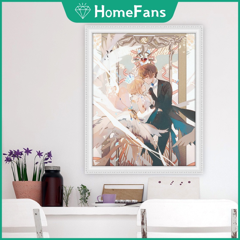 Bộ Tranh Đính Đá 5D Tự Làm Họa Tiết Hoa Anh Đào Kích Thước 40x50cm Dùng Trang Trí Phòng Bé