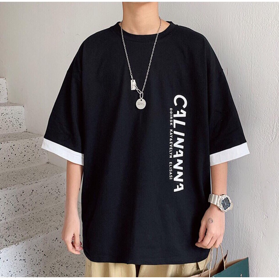 Áo thun tay lỡ form rộng - phông nam nữ cotton oversize - T shirt phối tay Cali - 2N Unisex