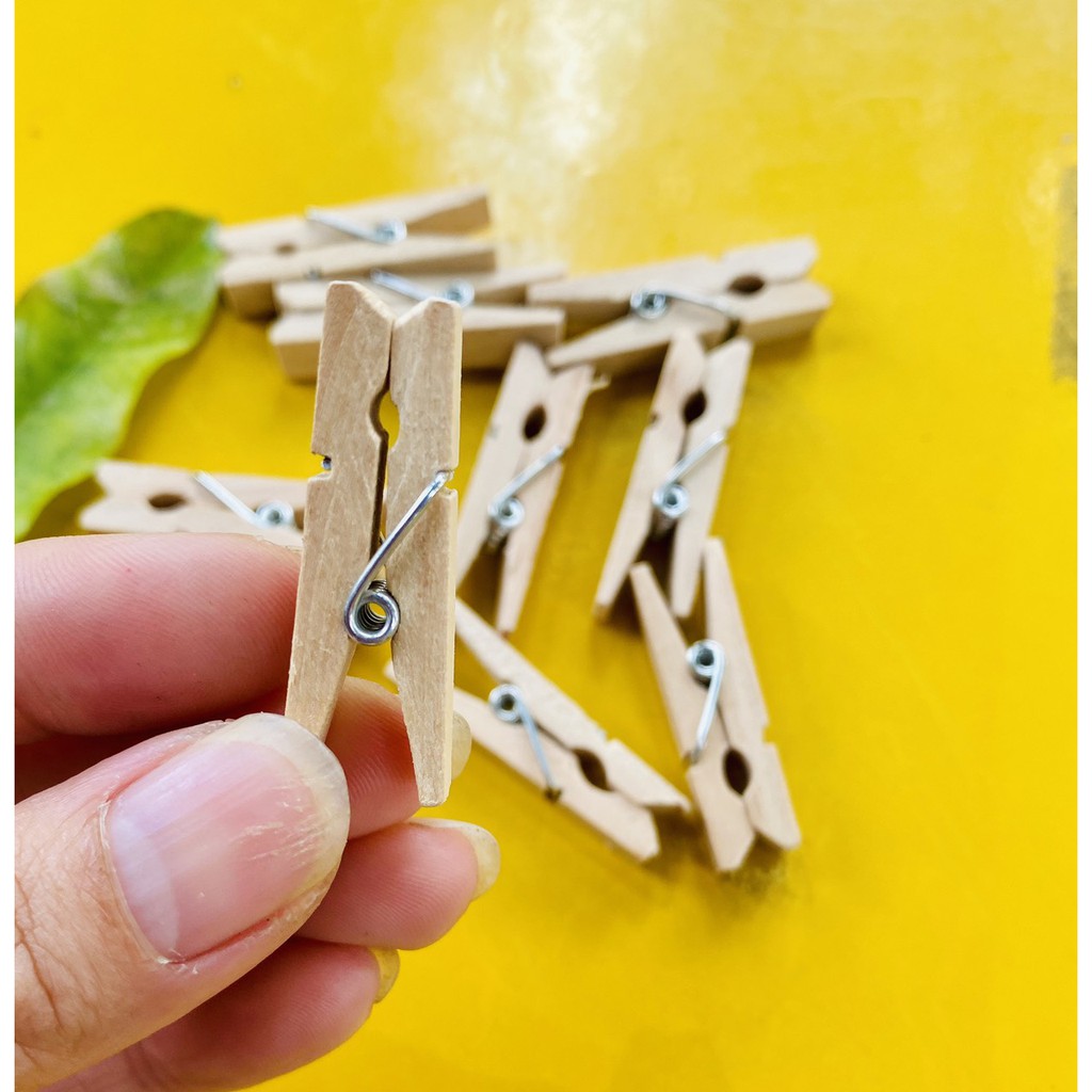 Set 20 Kẹp Gỗ Thông Kích Thước 3.5 x 0.7 Cm, Kèm 5 Mét Dây Thừng Trang Trí