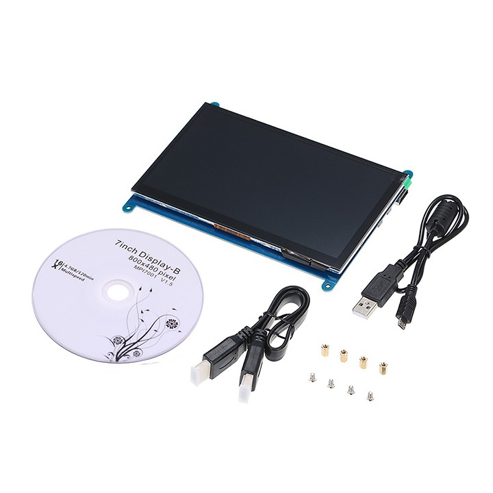 Màn Hình Raspberry 7Inch HD 800x480 Cảm Ứng (Tặng Kèm Cáp HDMI, Cáp USB, Đĩa Hướng Dẫn )