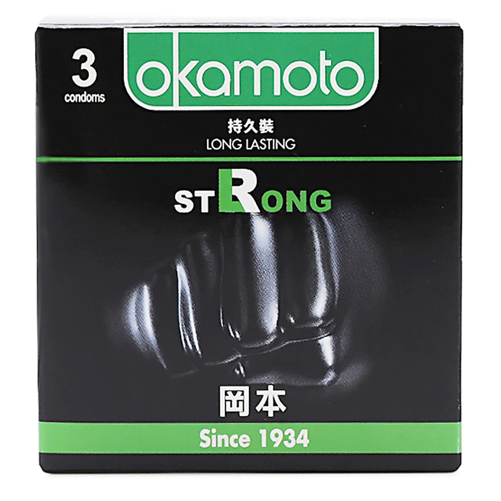 Bao Cao Su Okamoto Strong. Kéo Dài Thời Gian Không Sử Dụng Thuốc (Hộp 3 cái)