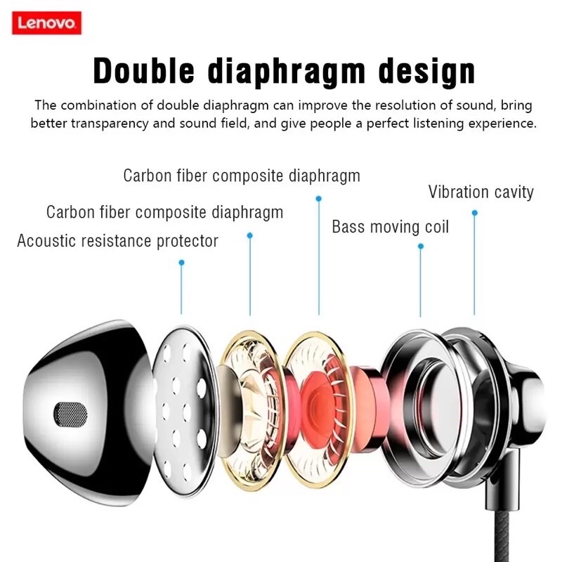Tai nghe dây có mic Lenovo HF140/XF06 jack 3,5 Dùng Cho Máy Tính Điện Thoại Laptop