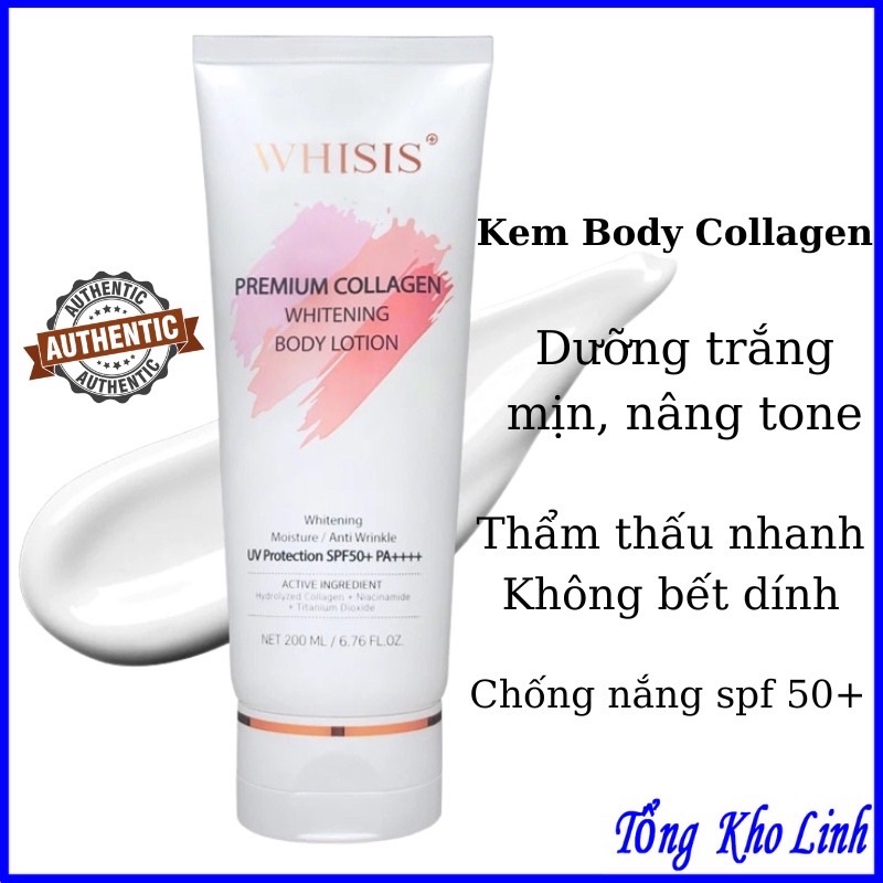 Kem Dưỡng Thể Trắng Da WHISIS Chống Nắng - Premium Collagen Whitening Body Lotion 200ml