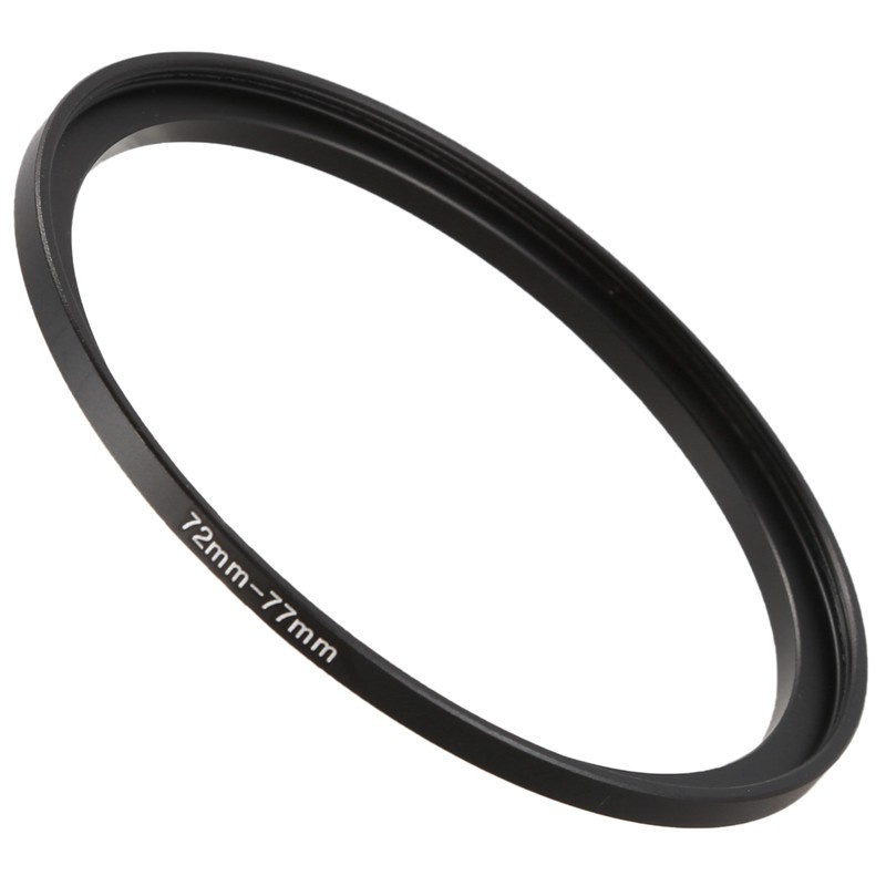  72mm-77mm Camera Lens Step Up Filter Black Metal Adapter Ring