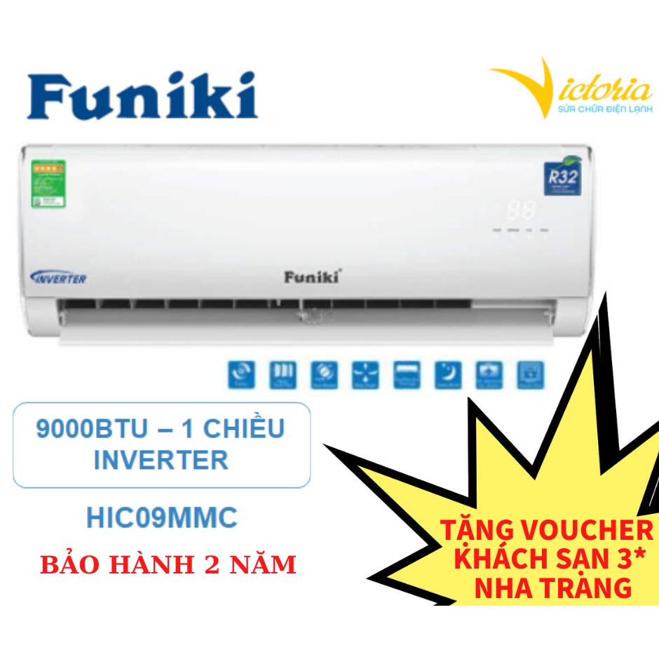 MIỄN PHÍ CÔNG LẮP ĐẶT & VẬT TƯ – Điều hòa không khí 1 chiều Funiki 9000BTU Inverter – HIC09MMC Mới