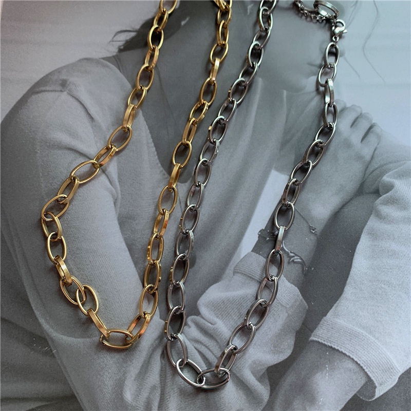 Vòng cổ choker bằng thép không gỉ mạ màu phong cách Retro