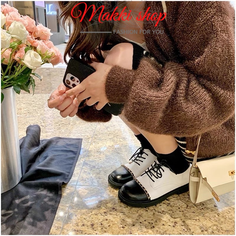 Giày boot nữ đế thấp viền xích, Boot cổ thấp dáng mới thời trang cao cấp giá rẻ MAKKI SHOP TD445