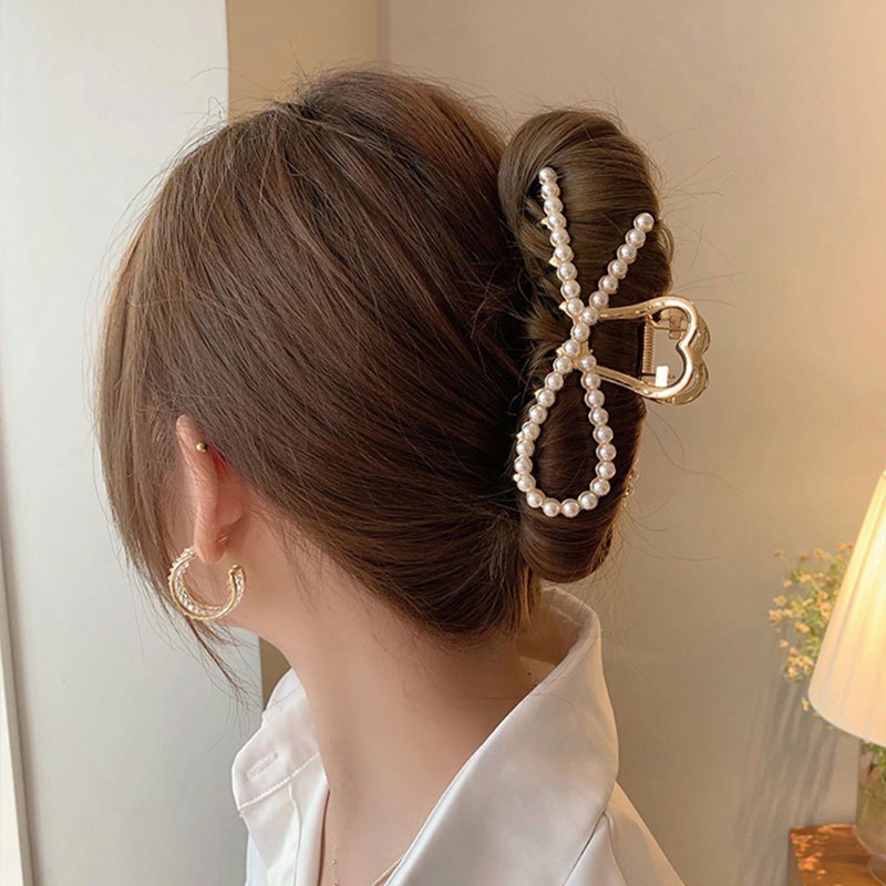 Kẹp Tóc Kim Loại Đính Hạt Ngọc Trai Đơn Giản Thời Trang Hàn Quốc Cho Nữ