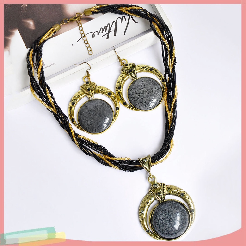 Set 2 Vòng cổ Và Bông Tai Nhiều Lớp Phong Cách Bohemian