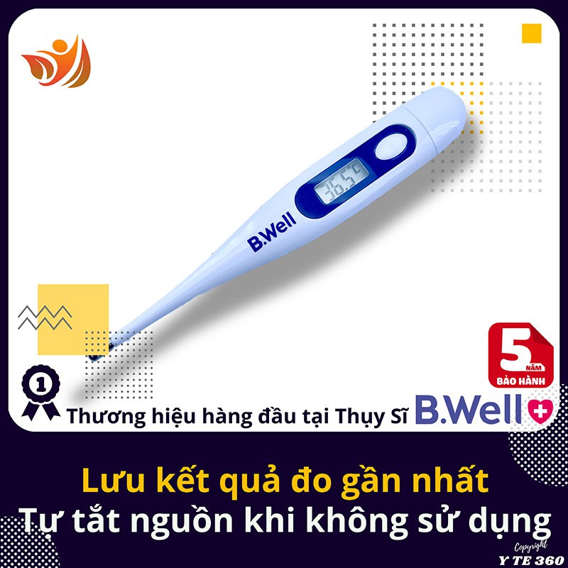 Nhiệt kế điện tử đo độ ngậm miệng kẹp nách hậu môn cho bé b.well wt 03 - bwell y tế 360