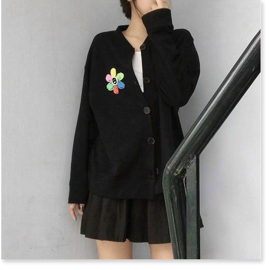 Áo Khoác Cardigan Nam Nữ Đều Mặc Được Phối Hoa Hướng Dương Bảy Màu Cực XInh
