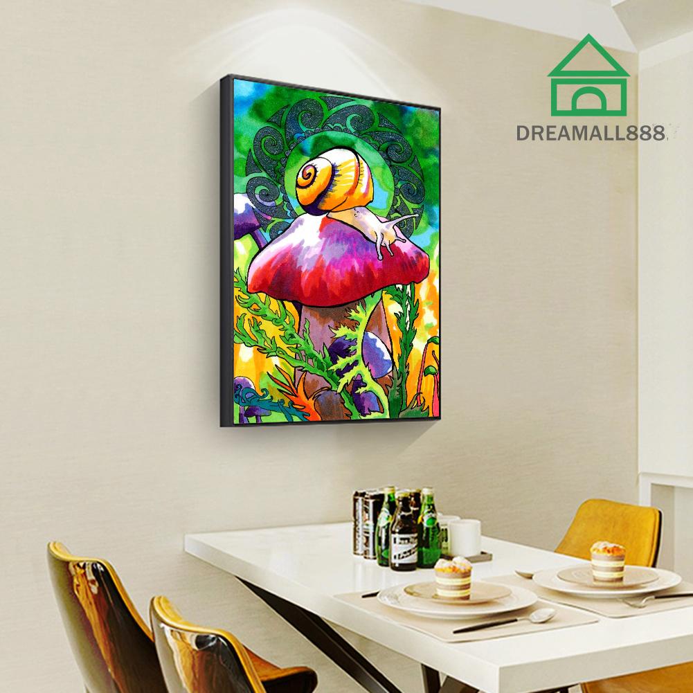 ✡ Fake flower  Draw Resin Full Round Diamond Painting Mushrooms Snails Handmade Wall Picture Kits