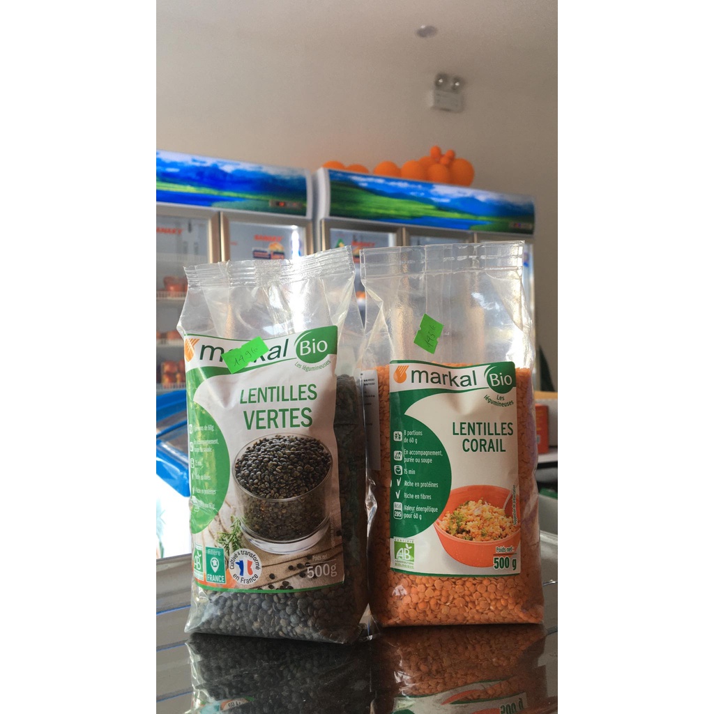 Đậu Lăng Đỏ Cam, Đậu Lăng Xanh Hữu Cơ Markal - Túi 500gr - Có tách lẻ