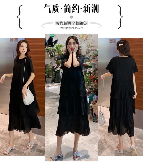 Đầm dáng dài phối voan tầng - 2019