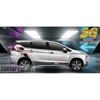 Tem dán sườn xe Xpander mẫu TRD Sportivo trắng bạc đỏ đen