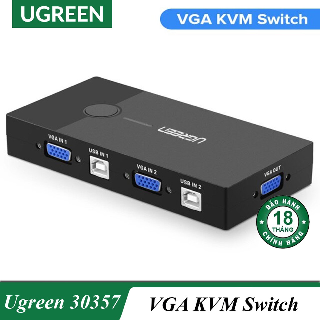 Bộ chuyển tín hiệu 2 CPU dùng 1 Màn hình KVM Switch USB Chính hãng Ugreen 30357