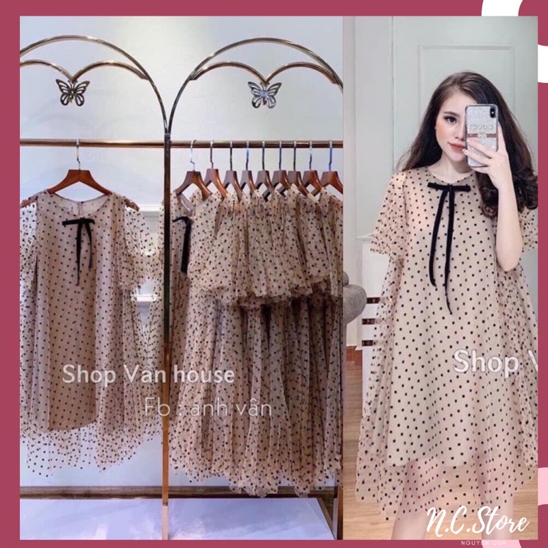 Đầm Babydoll Chấm Bi Voan Cực Xinh