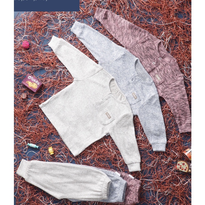 Bộ nỉ dài tay phối túi cookie cho bé