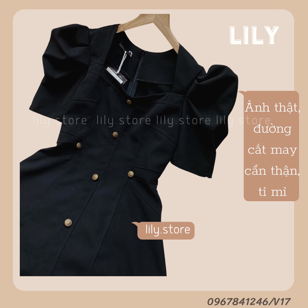 Đầm nữ Váy nữ thiết kế tay bồng, Váy nữ dự tiệc dáng chữ A thiết kế cao cấp V17 LILY