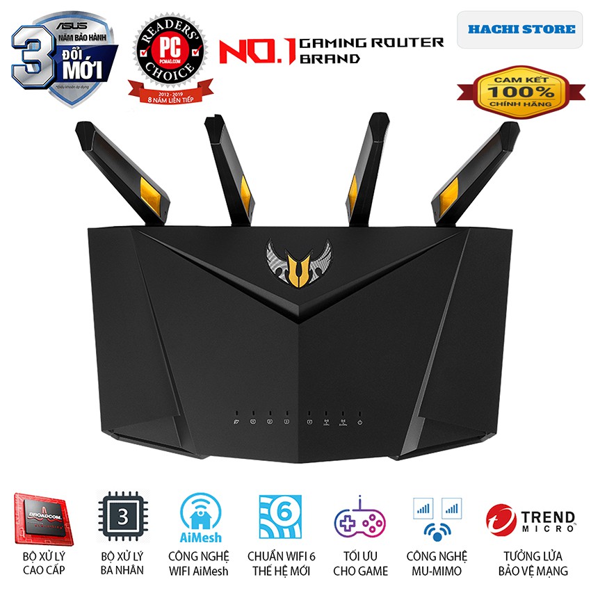 Bộ phát Wifi 6 Gaming ASUS  AX3000 Băng Tần Kép TUF-AX3000 - Hàng Chính Hãng