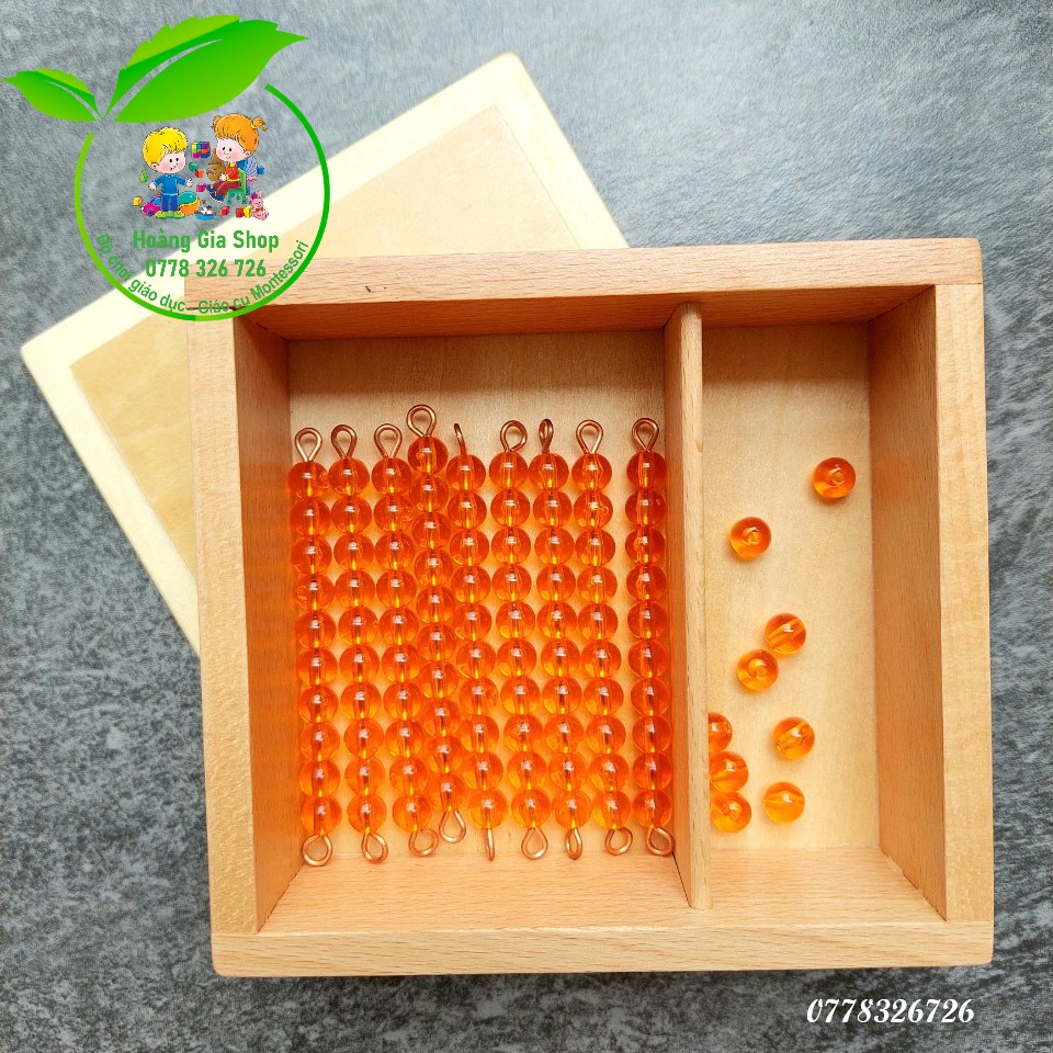 Dây cườm đơn màu chơi với bảng hàng chục - Bead Bars for Ten Board with Box