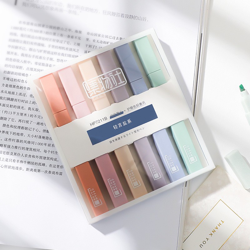 [Mã LIFEBOOK1 giảm 30K đơn 150K] Bộ Bút Highlight Morandi Màu Pastel Cream Color Mẫu Mới 2021