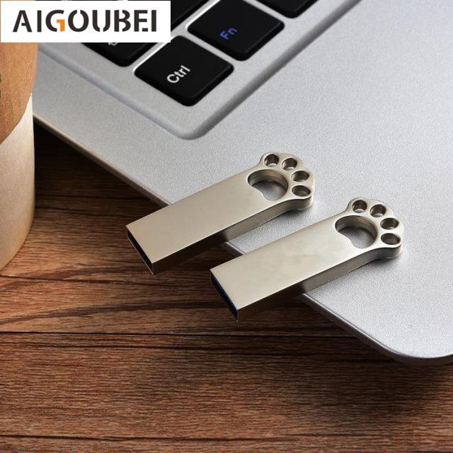 USB kim loại tốc độ cao hình chân mèo độc đáo 128gb /64gb /32gb /16gb /8gb /4gb /2gb /1gb