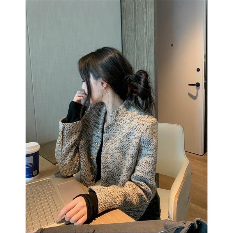 Áo dạ  Tweed dáng vừa 2 lớp hàng quảng châu siêu cấp