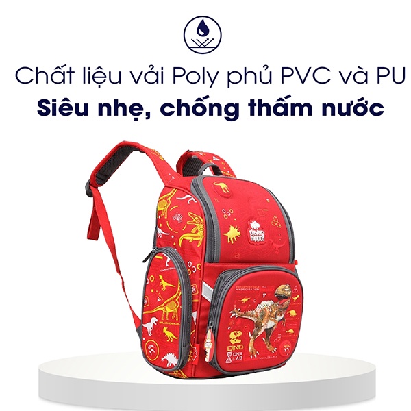 Balo cho bé Clever Hippo Fancy S khủng long chúa tể, balo học sinh tiểu học chống gù cho bé trai từ 16-25kg