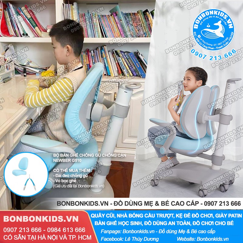 Bộ Bàn Ghế Học Sinh Chống Gù Cao Cấp Newber G510 ( Ghế mới tay gập, 2 lưng) | BigBuy360 - bigbuy360.vn