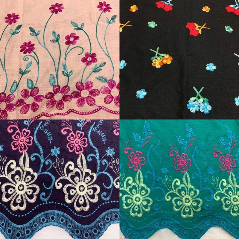 Vải linen thêu mềm mét may không cần lót ht sang chảnh