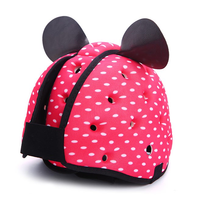 Nón Bảo Hiểm Bảo Vệ Đầu Cho Bé HEADGUARD - Mẫu Chấm Bi Hồng