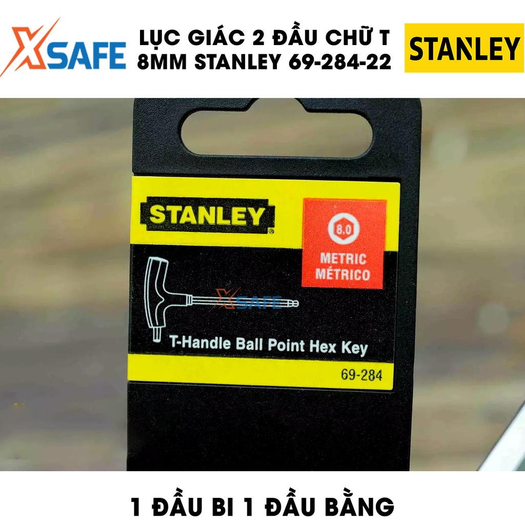 Lục giác 2 đầu chữ T STANLEY hợp kim thép CR-V cao cấp Lục giác Stanley mạ lớp chống oxy hoá, 1 đầu bi 1 đầu bằng