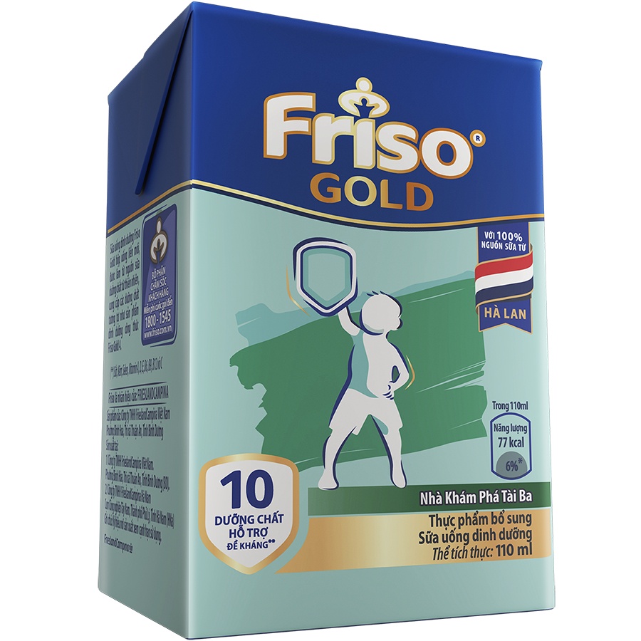Lốc 4 hộp sữa bột pha sẵn Friso Gold Vani 110ml - Cho bé trên 2 tuổi