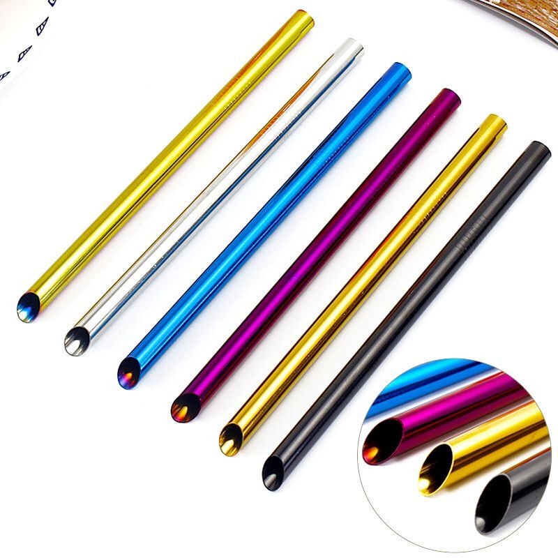 Ống hút bằng thép không gỉ an toàn đường kính 12mm tiện lợi khi uống trà sữa trân châu
