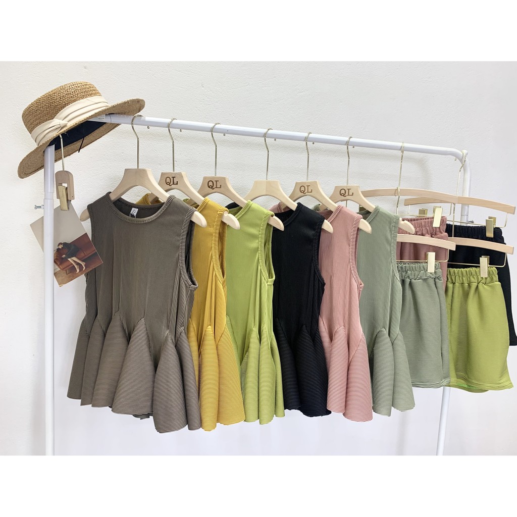 Sét bộ xếp li sát nách xòe hàng đẹp