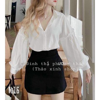Siêu phẩm áo sơ mi trắng tay bồng nữ tính chất kate lụa cao cấp