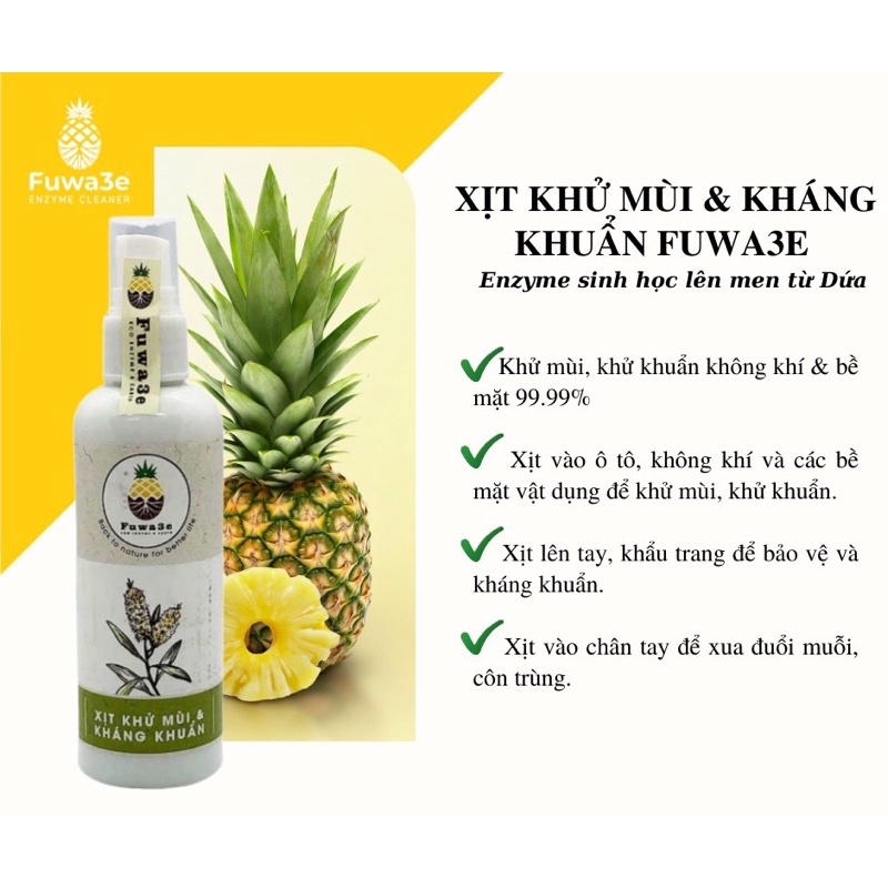 Xịt khử mùi kháng khuẩn tinh dầu sả chanh - thơm phòng, đuổi muỗi, đuổi côn trùng 100% chiết xuất hữu cơ Fuwa3e